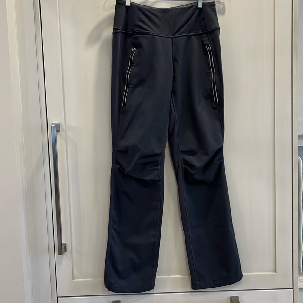 VGUC Lululemon Run: Free Pant grey nylon inside fleece running pant zip pockets